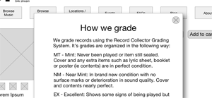 Detail of record grades popup